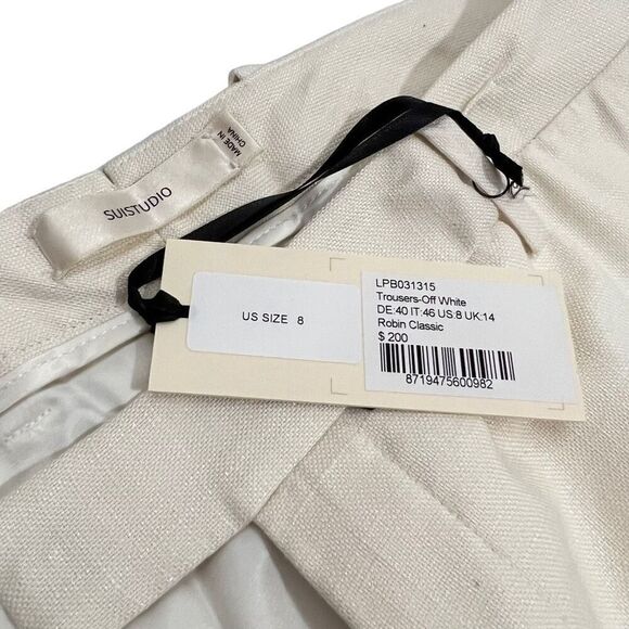 Suitstudo Sz 8 NWT Off-White Cotton-Silk Mid-Rise Straight-Leg women’s Trouser P - Picture 4 of 14